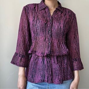 Vintage 90s 3/4 sleeve purple blouse